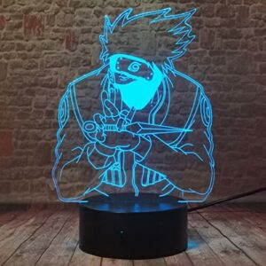 hippuden Legendy Hatake Kakashi 7 zmieniających się kolorów, figura nocna 3D, kreatywna, profesjonalna lampka do sypialni, latarnia, fanów, chłopców, mężczyzn, małych syn, urodziny, zabawka bożonarodzeniowa, prezent