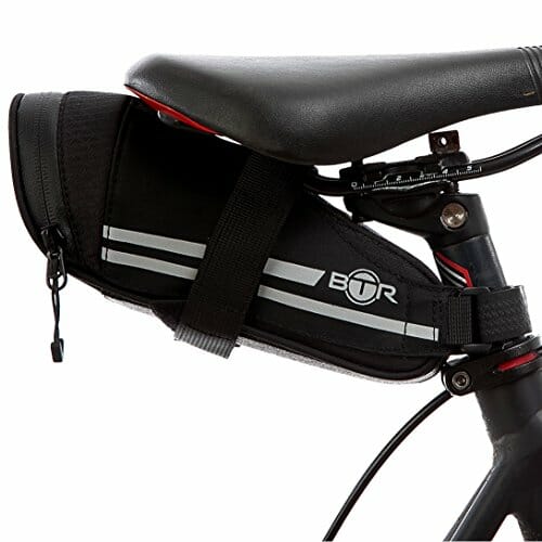 BTR Lekka torba rowerowa na siodełko klin z odblaskowymi, wodoodpornymi zamkami błyskawicznymi i pętlą na tylne światło - obrazek 5