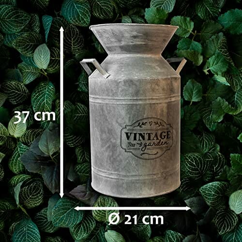 Koopman Dekoracyjny dzbanek na mleko Vintage Garden Ø 21 x wys. 37 cm cynk szary - blaszany dzbanek konewka dekoracyjna dekoracja stołu - obrazek 2
