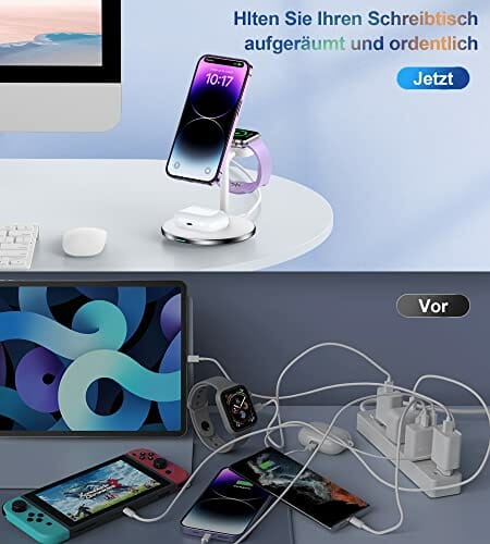 Bezprzewodowa ładowarka 3 w 1, 18 W, składana, indukcyjna stacja ładująca, bezprzewodowa ładowarka do iPhone 14, 13, 12, 11 Pro Max/Se 3/Xs/XR/X/8+, do Apple Watch 7/6/Se/5/4/3/2/1, do Airpods Pro/2/3 - obrazek 6