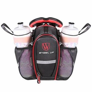 Torba na siodełko XPhonew wodoodporna z włókna węglowego tylna pod siedzeniem torba do przechowywania siodełka, podwójna butelka kieszonkowa torba na rower z odblaskowym paskiem na rower górski szosowy MTB rower butelka na wodę / zestaw narzędzi naprawczych torba kieszonkowa jazda na rowerze