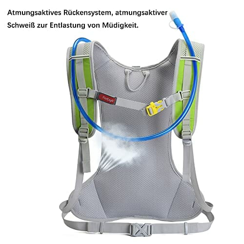 free knight Wodoszczelny plecak na rower o pojemności 6 l, z bukłakiem na wodę, z organizerem na kask, torba do jazdy na rowerze, jazdy konnej, biegania, joggingu, wędrówek (zielony), zielony - obrazek 2