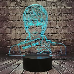 Yagami 3D lampka nocna Japonia anime figurka Yagami dzieci światło dla chłopca salonu kreskówka lampa stołowa LED 16 kolorów USB nastrój połysk dzieci lampa do spania wakacje przyjęcie urodziny Boże Narodzenie zabawki prezent