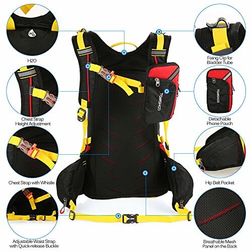 TOMSHOO Plecak 20 l Uniseks Tomshoo 20 l Sac De Randonnée Ultraléger Respirant Imperméable Avec Housse De Pluie Pour Vélo Randonnée Équitat - obrazek 5