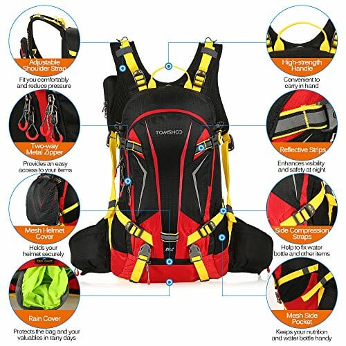 TOMSHOO Plecak 20 l Uniseks Tomshoo 20 l Sac De Randonnée Ultraléger Respirant Imperméable Avec Housse De Pluie Pour Vélo Randonnée Équitat - obrazek 8