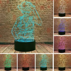 Anime One Piece Monkey·D·Ruffy 7 kolorowych figurek lampka nocna chłopcy sypialnia Home Decor Crafts Fixtures Cartoon iluzja lampa LED Fan dziecko urodziny prezenty Boże Narodzenie zabawka