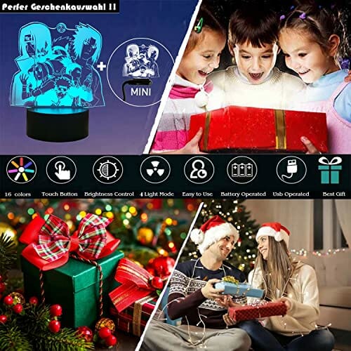 Nowość Hatake Kakashi Uzumaki Uchiha Sasuke Haruno Sakura Anime Sakura Nara Shikamaru lampa biurkowa z 7 zmieniającymi się kolorami RGB lampka nocna chłopiec chłopiec chłopiec Boże Narodzenie dekoracja prezent - obrazek 6