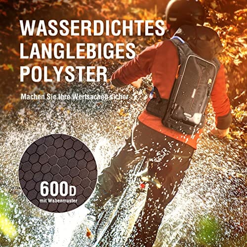 Tourzoo Plecak turystyczny, plecak do picia, plecak na wodę, wędrówki, jazda na rowerze, wodoszczelna torba z bukłakiem 2 l bez BPA, do biegania, na kemping, wspinaczkę, czarny - obrazek 4