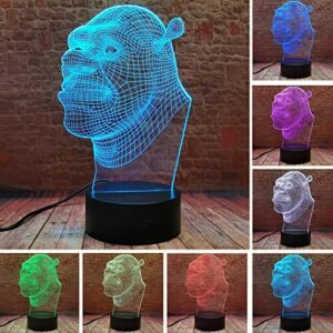 Lamchim Shrek Figurki - Shrek 2 filmy, iluzja 3D LED na zawsze po lampce nocnej, 7 zmieniających się kolorów, do sypialni, dekoracja dla dzieci, na Boże Narodzenie, Święto Dziękczynienia, prezent