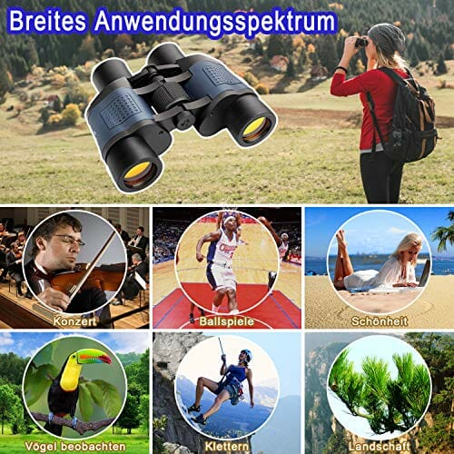 TTSkying Lornetka 60 x 60 HD, profesjonalna lornetka z noktowizorem IPX7, wodoszczelna, lornetka dla dorosłych, jasne i przejrzyste pole widzenia do podróży, obserwacji ptaków, uprawiania sportu i dzikich zwierząt - obrazek 3