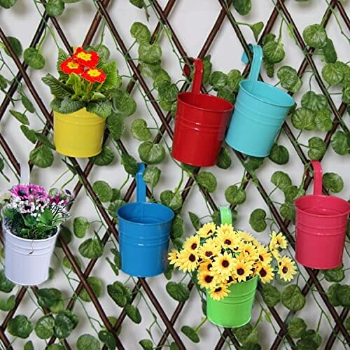 AIQII 10 doniczek do zawieszenia, 13 cm, doniczka balkonowa, doniczka wisząca, na balkon, do ogrodu, na ścianę, metalowa, uchwyt na kwiaty (13 x 13,5 x 9,5 cm) - obrazek 5