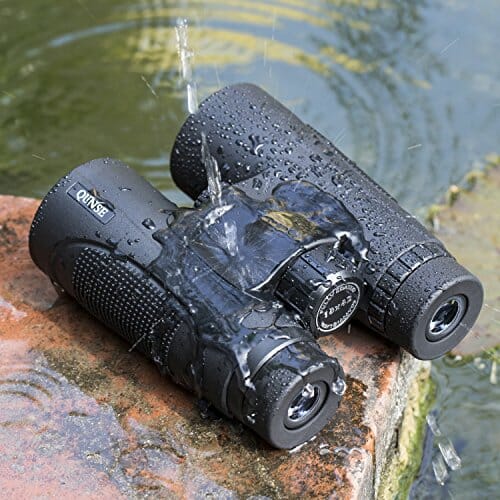 QUNSE Lornetka dla dorosłych i dzieci, lekka, wodoodporna, kompaktowa lornetka z słabym światłem, noktowizorem BAK4 Prism FMC obiektyw HD, przejrzysty widok do obserwacji ptaków, polowania, podróży (10 x 42) - obrazek 2