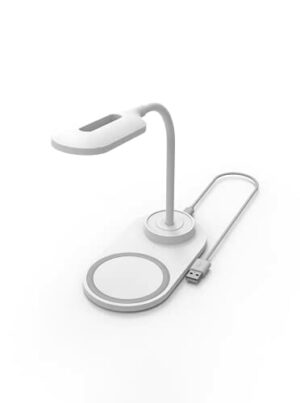 DigiPower Lampa LED z 3 trybami oświetlenia i zintegrowaną funkcją bezprzewodowego ładowania smartfonów (10 W) ładowanie indukcyjne, biała