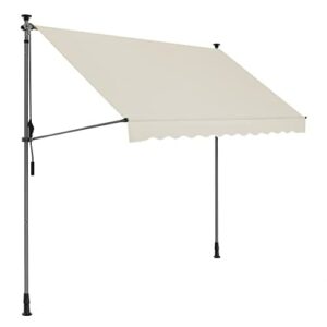 SONGMICS Klemmmarkise, 300 x 130 cm, Balkonmarkise, höhenverstellbar, mit Handkurbel, Sonnenschutz, für Balkon, Terrasse, Garten, beige GSA313M02