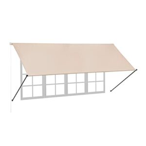 Relaxdays Fallarmmarkise, HxB: 120x350 cm, einziehbar, UV-Schutz, Polyester, Schattenspender Fenster & Balkon, Sand/grau