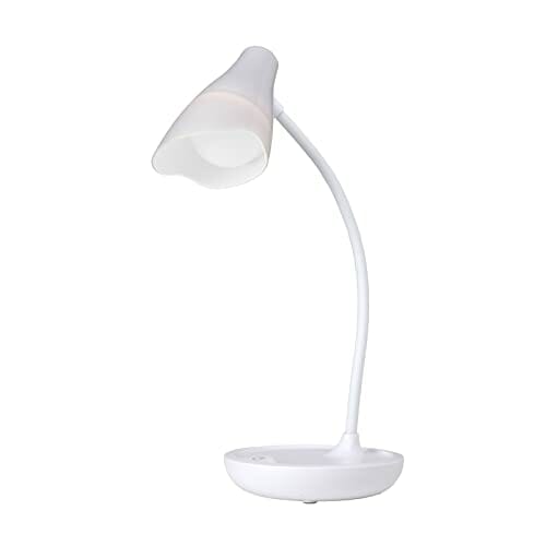Unilux Bezprzewodowa lampa biurkowa LED Ukkky, 3 baterie AAA, ładowanie przez USB i ściemniacz dotykowy, biała