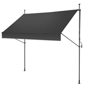 Gartenfreude Klemmmarkise 200 x 120 Sonnenschutz Balkonmarkise Campingmarkise ohne Bohren, Anthrazit – gerader Schnitt, 4900-1520-102