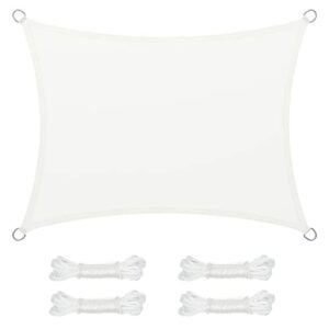 SONGMICS Sonnensegel 3 x 4 m, wasserfest mit Einer Wassersäule von 665 mm, Sonnenschutz aus reißfestem Polyester, UV-Schutz 93%, Terrasse, Garten, Balkon, rechteckig, 2 m Seile, weiß GSH34IVV1