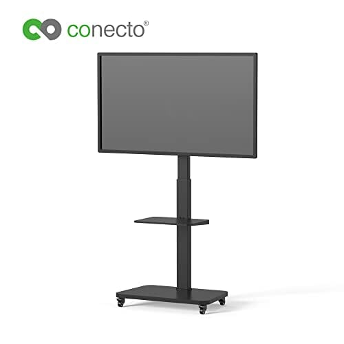 conecto, Stojak pod telewizor, do telewizorów od 37" do 75", VESA do 600x400, nośność: maks. 40 kg, wychylny (± 35°), regulacja wysokości, mobilny, wraz z półką, czarny - obrazek 5