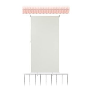 Relaxdays Senkrechtmarkise, 240 x 100 cm, Außenrollo für Balkon, Terrasse & Garten, wetterfest, Sonnenschutzrollo, beige