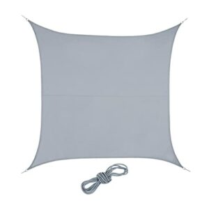 Relaxdays Sonnensegel quadratisch, 3 x 3 m, PES-Gewebe, wasserabweisend, konkav, Sonnenschutz mit Spannseilen, hellgrau