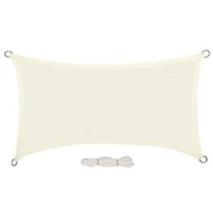 EUGAD Sonnensegel Rechteck 2x4m Sonnenschutz 200g/m² Garten Balkon Terrasse HDPE Wetterschutz atmungsaktiv Creme 0213ZYF