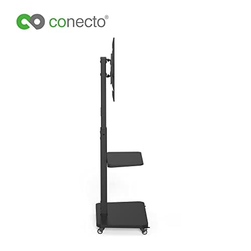 conecto, Stojak pod telewizor, do telewizorów od 37" do 75", VESA do 600x400, nośność: maks. 40 kg, wychylny (± 35°), regulacja wysokości, mobilny, wraz z półką, czarny - obrazek 7
