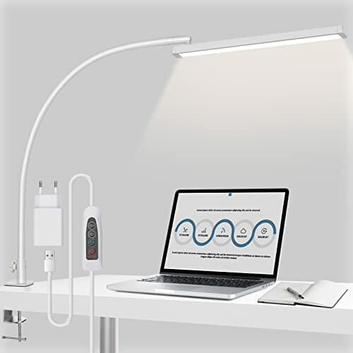 Lampa Biurkowa LED z Zaciskiem (Gooseneck - Czarny)