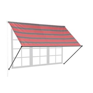 Relaxdays Fallarmmarkise, HxB: 120x200 cm, einziehbar, UV-Schutz, Polyester, Schattenspender Fenster & Balkon, grau/rot