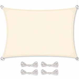 CelinaSun Sonnensegel PES Rechteck 3x4m Creme weiß UPF 50+ Premium Sonnenschutz inkl Befestigungsseile