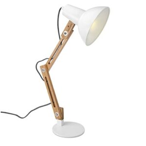 Navaris Designerska drewniana lampa biurkowa - oprawa E27 - z podstawk