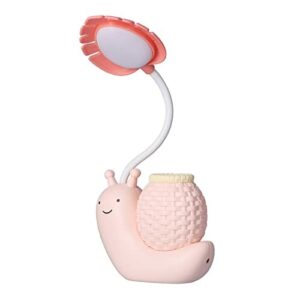 Lampa Biurkowa LED z Uchwytem na Długopis Cartoon Zwierząt Ślimak Lampa Stołowa Wielofunkcyjna Ładowanie USB Śliczne Lampka na Biurko Gooseneck dla Studentów Dzieci Ciepłe Białe(różowy)