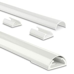 Hama Stabilny kanał kablowy z aluminium w kolorze białym (długość 1,1 metra, na 5 kabli, wytrzymała półokrągła metalowa osłona kabli)