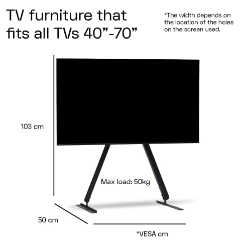 Pedestal Linked wysoki stojak pod telewizor od 40 do 70 cali | wysokiej jakości podstawka pod telewizor do salonu | wysoki stojak na telewizor | wyjątkowy stojak na telewizor | podwyższenie telewizora (czarny) - obrazek 6