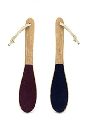 Piłka do stóp o podwójnej powierzchni z szlachetnego drewna - pilnik do odcisków i odcisków, zgarnianie usuń modzele, pilnik do pięty i drewniany kalus - podwójne naturalne drewno iroko Usuwanie skóry