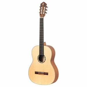 Ortega Guitars Slim Neck 4/4 gitara koncertowa - leworęczny - seria rodzinna - łącznie z torbą Gigbag - mahoń/koc świerkowy (R121SN-L)