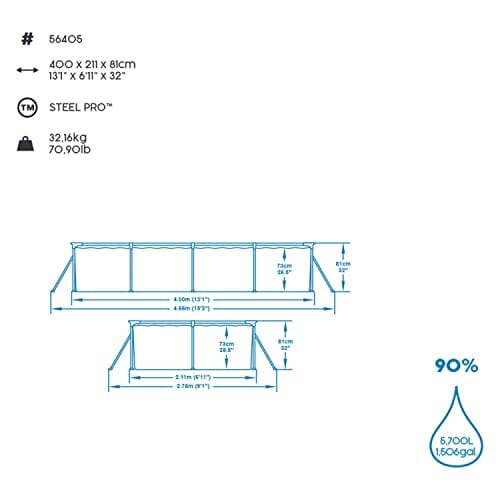 Bestway Steel Pro Frame basen bez pompy, prostokątny, 400 x 211 x 81 cm - obrazek 17