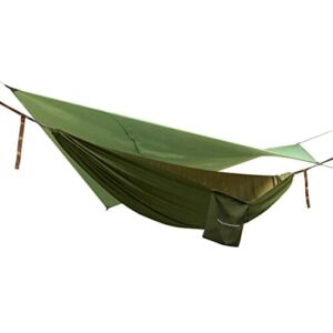 Ultrasport Hamak 3 w 1 do zawieszania między drzewami, zestaw hamakowy z moskitierą, plandeką i torbą transportową, obciążenie do 200 kg, dla osób do 2 m wzrostu, zielony