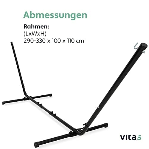 VITA5 Stelaż do hamaka do użytku na zewnątrz, stabilny, stalowy hamak ze stelażem, składany, przenośny stojak (bez uchwytu na napoje) - obrazek 5