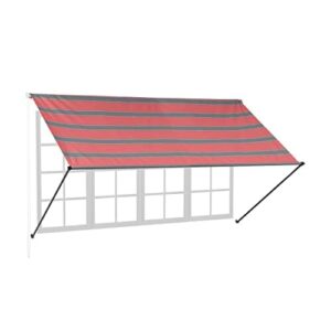 Relaxdays Fallarmmarkise, HxB: 120x300 cm, einziehbar, UV-Schutz, Polyester, Schattenspender Fenster & Balkon, grau/rot