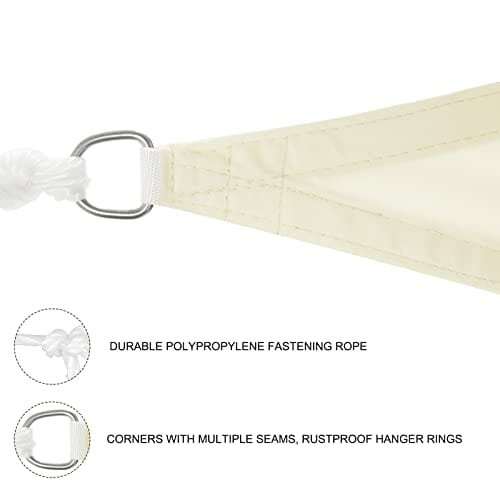 WOLTU Sonnensegel Rechteck 4x6m Creme wasserabweisend Sonnenschutz Polyester Windschutz mit UV Schutz für Garten Terrasse Camping - obrazek 4