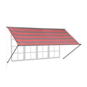 Relaxdays Fallarmmarkise, HxB: 120x350 cm, einziehbar, UV-Schutz, Polyester, Schattenspender Fenster & Balkon, grau/rot