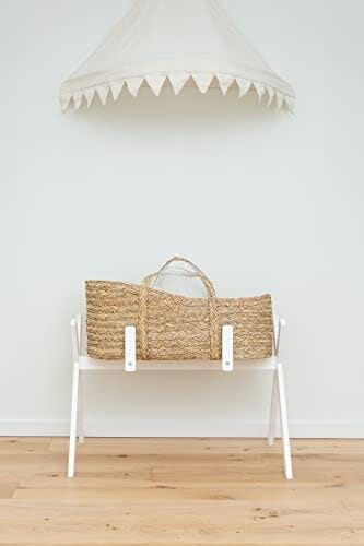 CHILDHOME, Kołyska dla niemowląt, Koszyk, Materac w komplecie, Naturalny materiał żon morski - obrazek 4