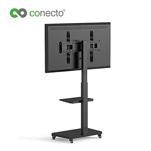 conecto, Stojak pod telewizor, do telewizorów od 37" do 75", VESA do 600x400, nośność: maks. 40 kg, wychylny (± 35°), regulacja wysokości, mobilny, wraz z półką, czarny - obrazek 4
