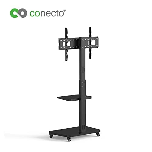 conecto, Stojak pod telewizor, do telewizorów od 37" do 75", VESA do 600x400, nośność: maks. 40 kg, wychylny (± 35°), regulacja wysokości, mobilny, wraz z półką, czarny - obrazek 8