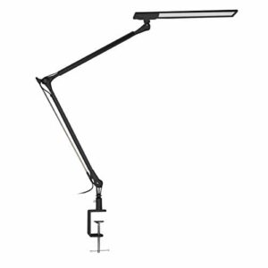 Navaris Lampa biurkowa LED, aluminiowa lampa zaciskowa, 10 W, 700 lumenów, ściemniana, ciepła 3000 K, zimna 6000 K, wychylna lampa robocza, czarna