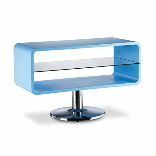 Relaxdays Stojak na telewizor retro, wąska drewniana szafka pod telewizor, szafka pod telewizor, HWD 52 x 81 x 40 cm, niebieski - obrazek 2