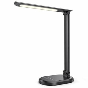 Lampa biurkowa LED do nauki z ładowaniem USB, lampa biurkowa, 10 poziomów jasności, lampa stołowa robocza, elastyczna regulacja, automatyczne wyłączanie, sterowanie dotykowe, przyjazna dla wzroku, lampka do czytania, do biura, domu, sypialni