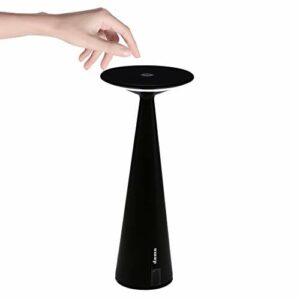 Zafferano - Dama LED ściemniana aluminiowa lampa stołowa, ochrona IP54, zastosowanie wewnątrz/na zewnątrz, port USB z boku do ładowania urządzeń mobilnych, wys. 29 cm, wtyczka UE - czarna