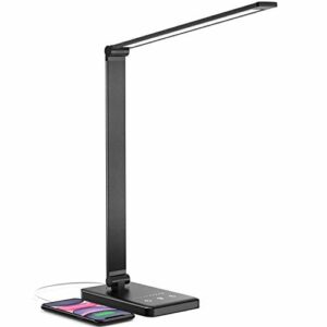 Czarna lampa biurkowa LED, ściemniana, 5 kolorów i 10 poziomów jasnośc